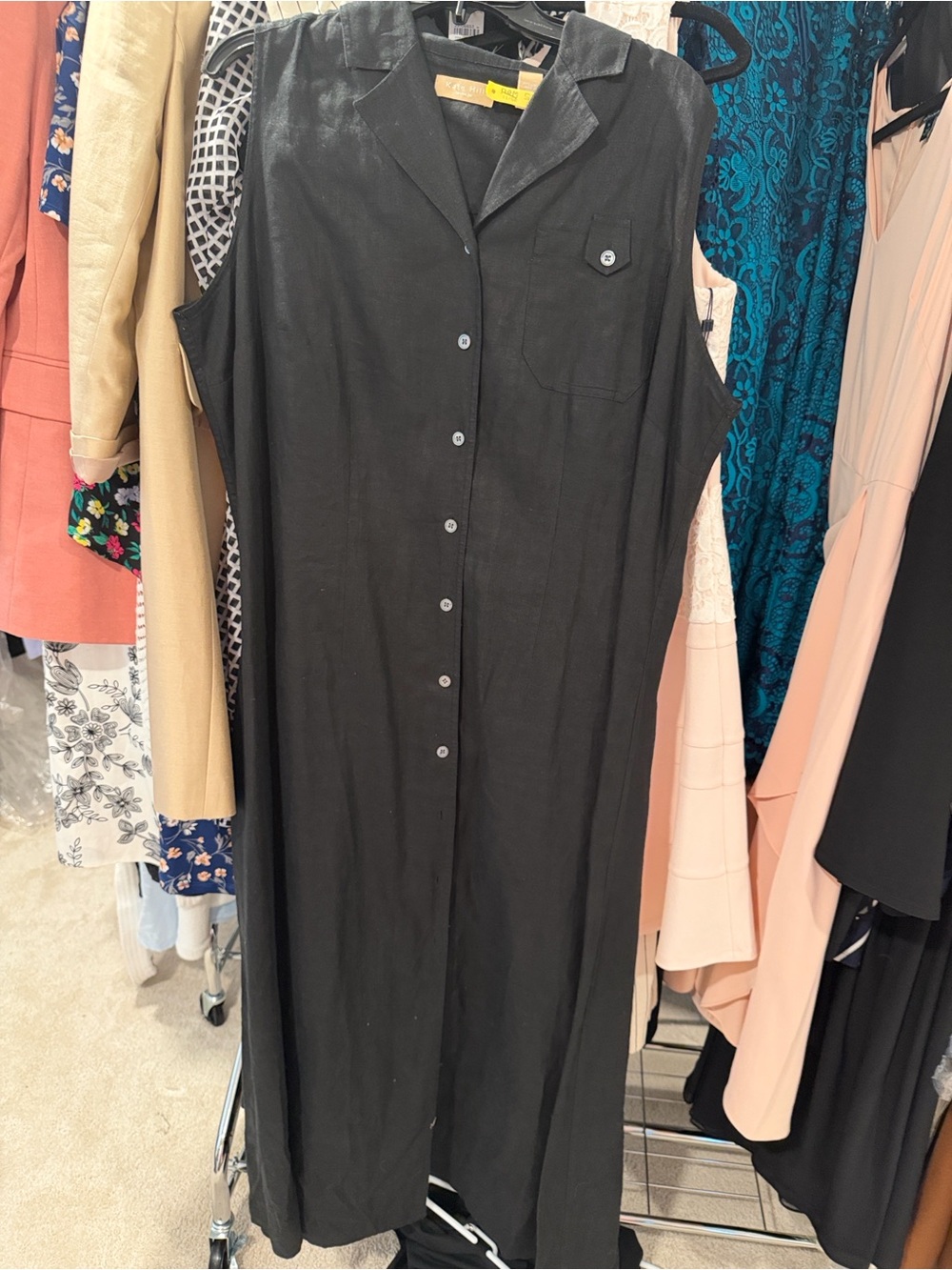 Sleeveless Black Button-Down Maxi Dress